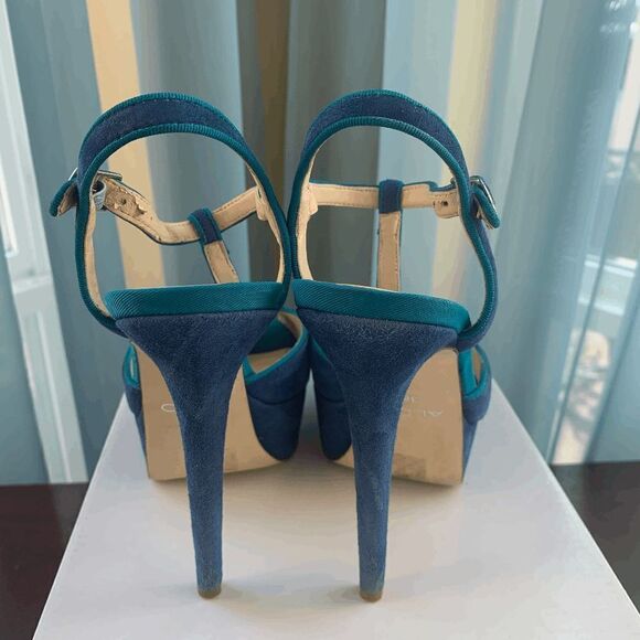 Aldo Womens Detamble Peep Toe High Heels Ankle Strap Blue EU 38 - Picture 6 of 13